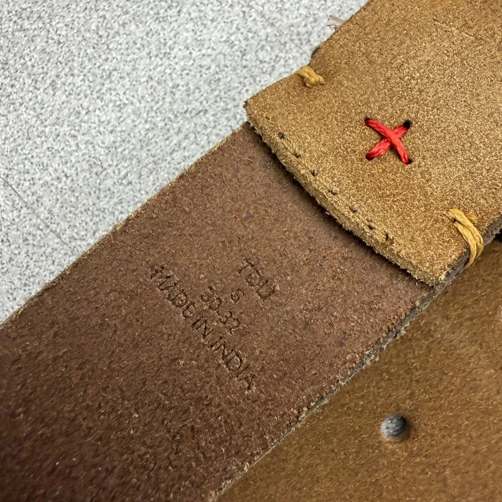 Damen + Hastings Belt Mens Small Brown Addison Suede Leather Roller Buckle